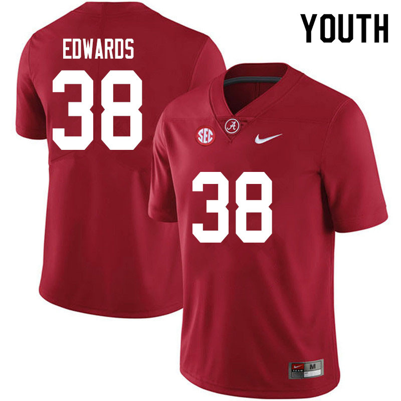 Alabama Crimson Tide Youth Jalen Edwards #38 Crimson NCAA Nike Authentic Stitched 2020 College Football Jersey II16D52HN